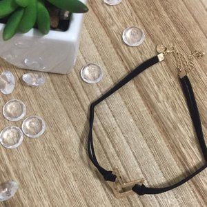 Black Faux Leather Double Chevron Choker